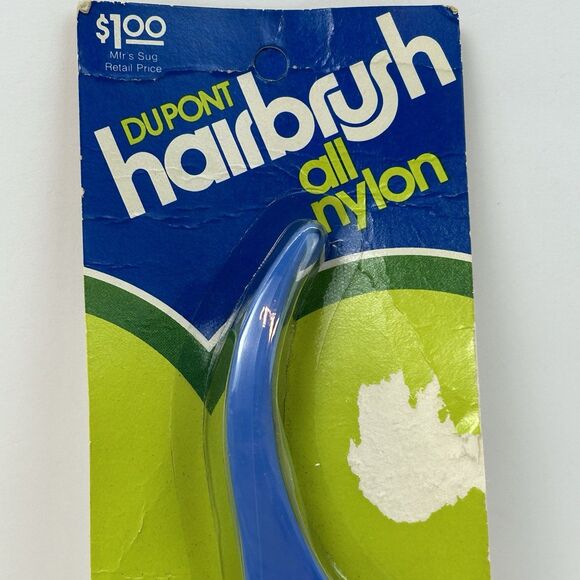 Vintage Dupont Nylon Hair Brush NOS 70s 80s Blue Black Bristles #1547P Original - Picture 5 of 8